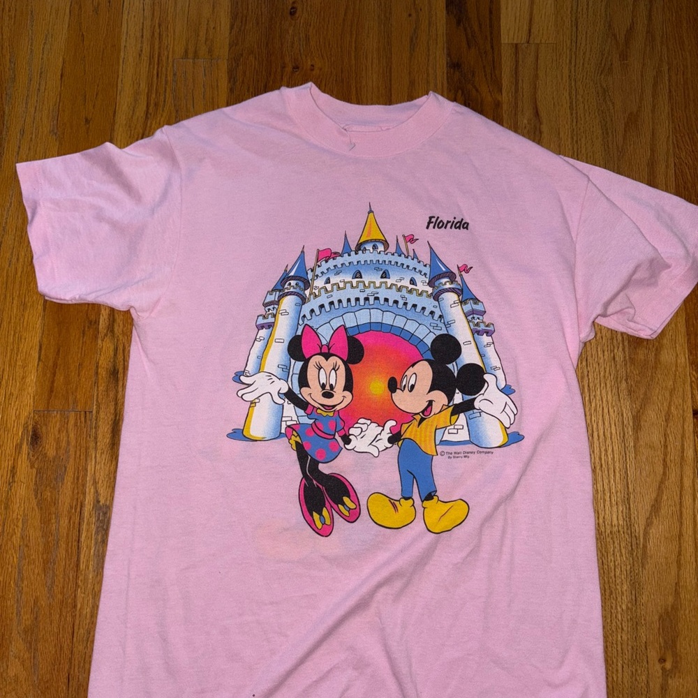 Disney Pink Short Sleeve Tees with Cartoon Graphics